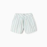 Short rayé en coton pour fille « B&S », vert/blanc/orange