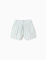 Short rayé en coton pour fille « B&S », vert/blanc/orange