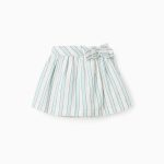 Robe chasuble rayée en coton pour bébé fille « B&S », vert/blanc