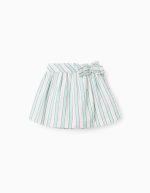 Robe chasuble rayée en coton pour bébé fille « B&S », vert/blanc