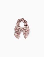 Chouchou fleuri avec nœud pour bébés et filles, blanc/rose