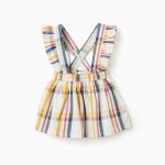 Robe chasuble en coton à carreaux pour bébé fille « B&S », multicolore