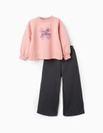 Sweat-shirt et pantalon à pieds pour fille « Clover », rose/gris