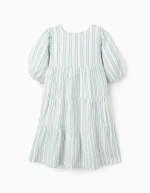 Robe en coton rayée pour fille « B&S », vert/blanc/orange – Image 3