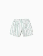 Short rayé en coton pour fille « B&S », vert/blanc/orange – Image 2