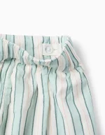 Short rayé en coton pour fille « B&S », vert/blanc/orange – Image 3