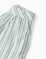 Short rayé en coton pour fille « B&S », vert/blanc/orange – Image 4