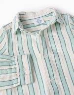 Chemise rayée en coton pour bébé garçon « B&S », blanc/vert aqua – Image 3