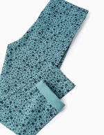 Lot de 2 leggings fleuris/lisses pour fille, bleu/turquoise – Image 4