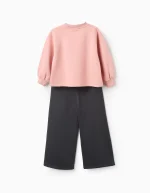 Sweat-shirt et pantalon à pieds pour fille « Clover », rose/gris – Image 5