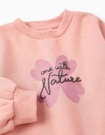 Sweat-shirt et pantalon à pieds pour fille « Clover », rose/gris – Image 3