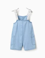 Salopette à imprimé floral pour fille, bleu/blanc – Image 2