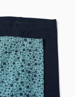 Lot de 2 leggings fleuris/lisses pour bébé fille, vert/bleu – Image 3