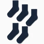 Lot de 5 paires de chaussettes unies pour garçon, bleu foncé