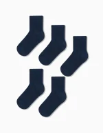 Lot de 5 paires de chaussettes unies pour garçon, bleu foncé