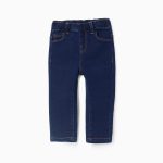 Pantalon en jean à taille élastique bébé fille, bleu foncé