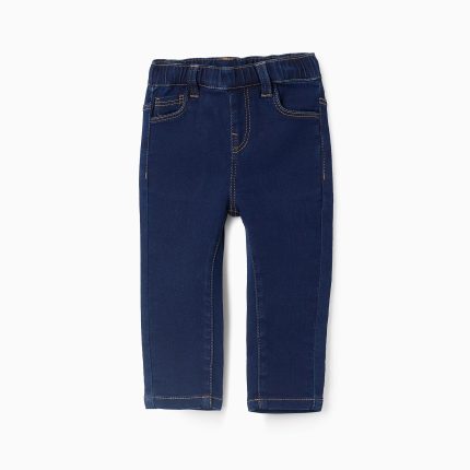 Pantalon en jean à taille élastique bébé fille, bleu foncé