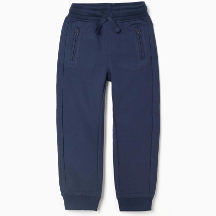 Pantalon de jogging pour garçon, coupe slim, bleu foncé, avec poches étanches