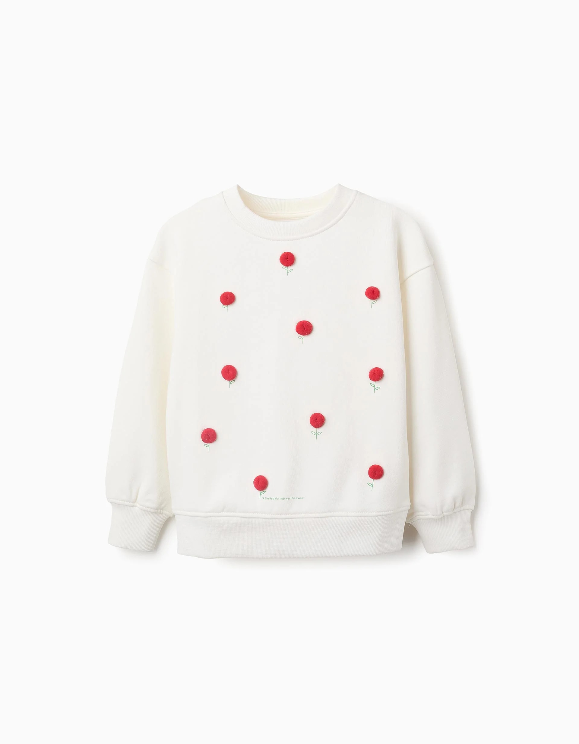 171220256942d3717c51e.jpeg Sweat-shirt en coton à pois en relief pour filles, blanc/rouge – Image 1