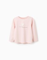T-shirt à manches longues pour filles, rose, imprimé en relief