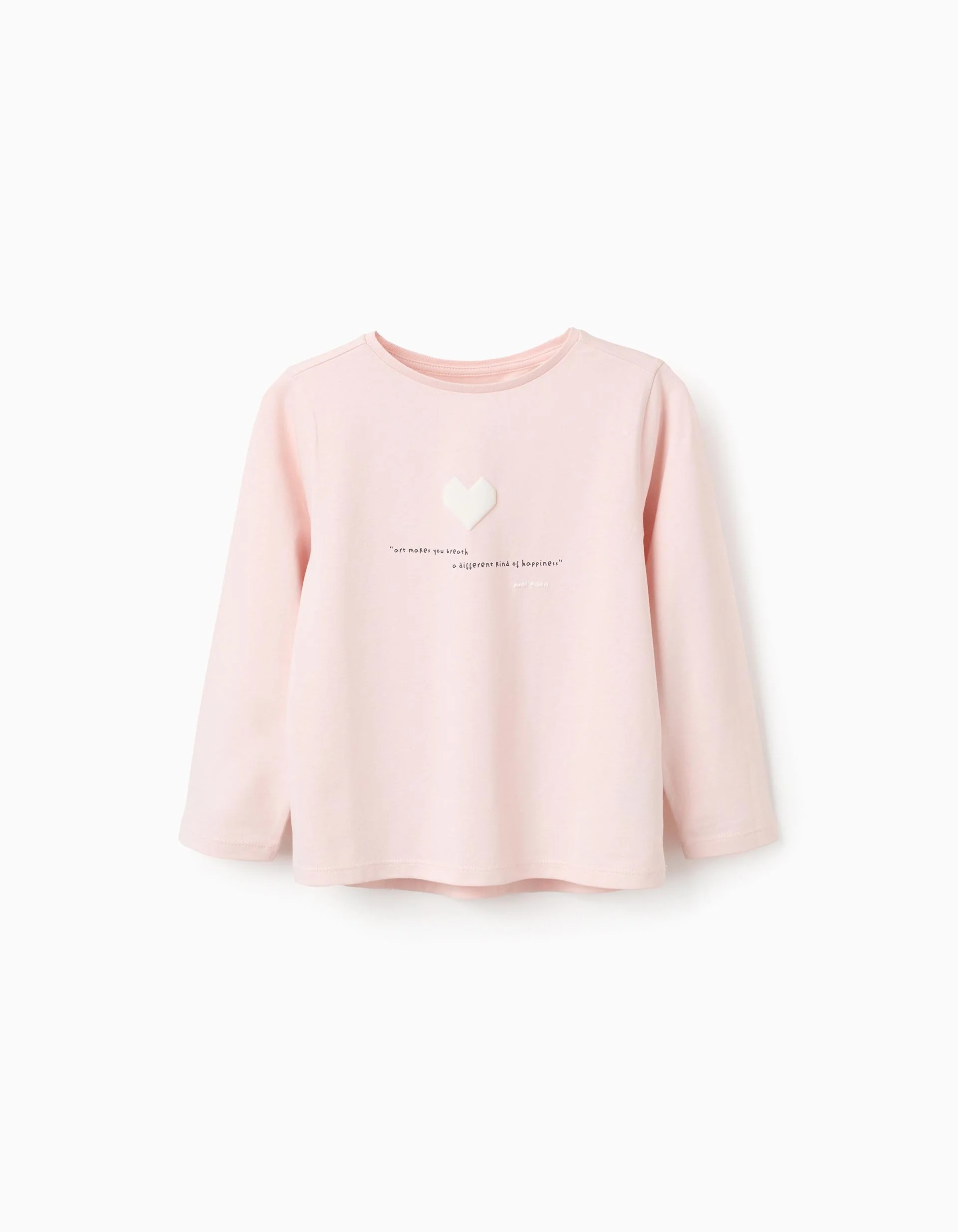 171220256942d3a4d839f.jpeg T-shirt à manches longues pour filles, rose, imprimé en relief – Image 1