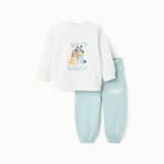 Ensemble de survêtement en coton pour nouveau-nés « Bluey & Bingo », blanc/vert