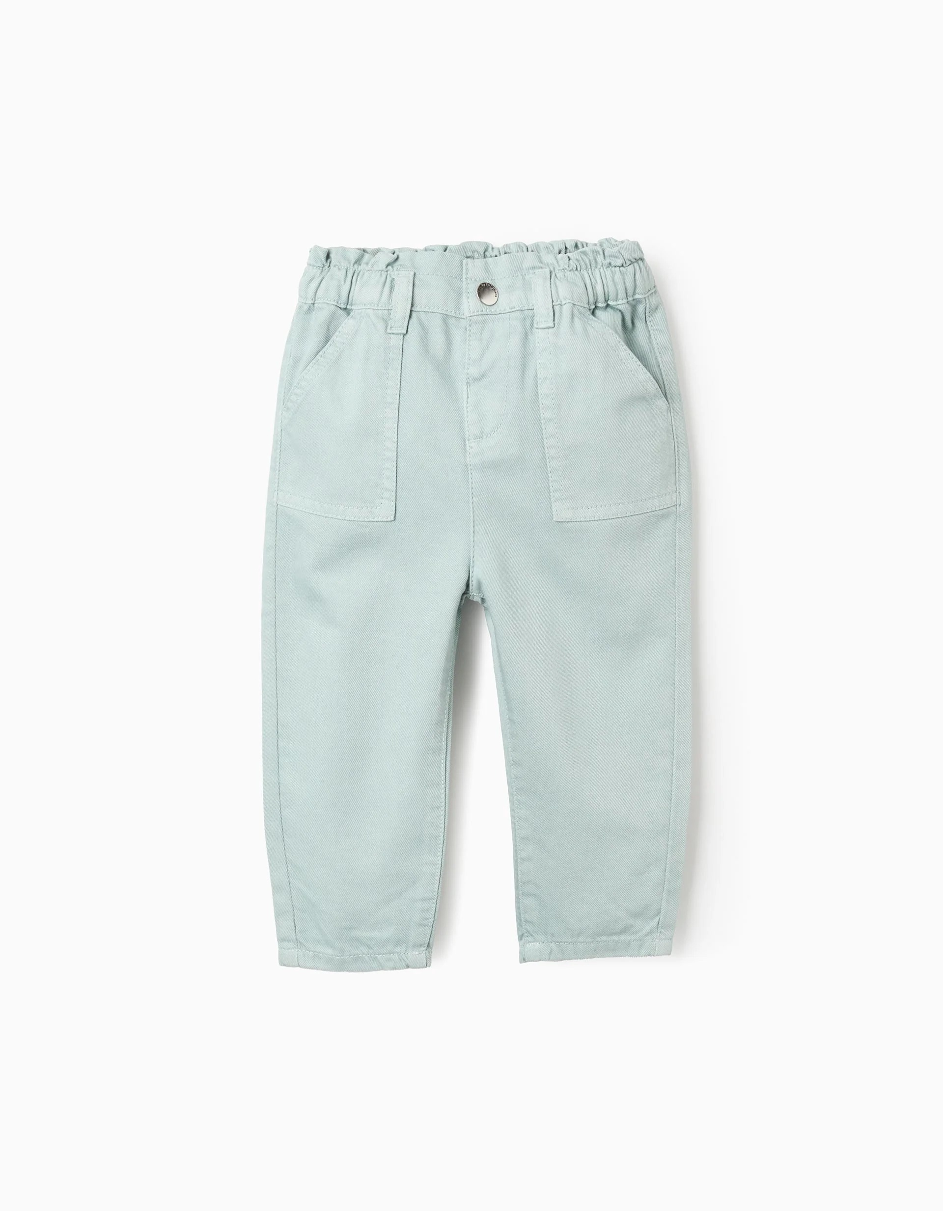 171220256942d67cc4759.jpeg Pantalon en Sergé Paperbag pour Bébé Fille, Vert d'Eau – Image 1