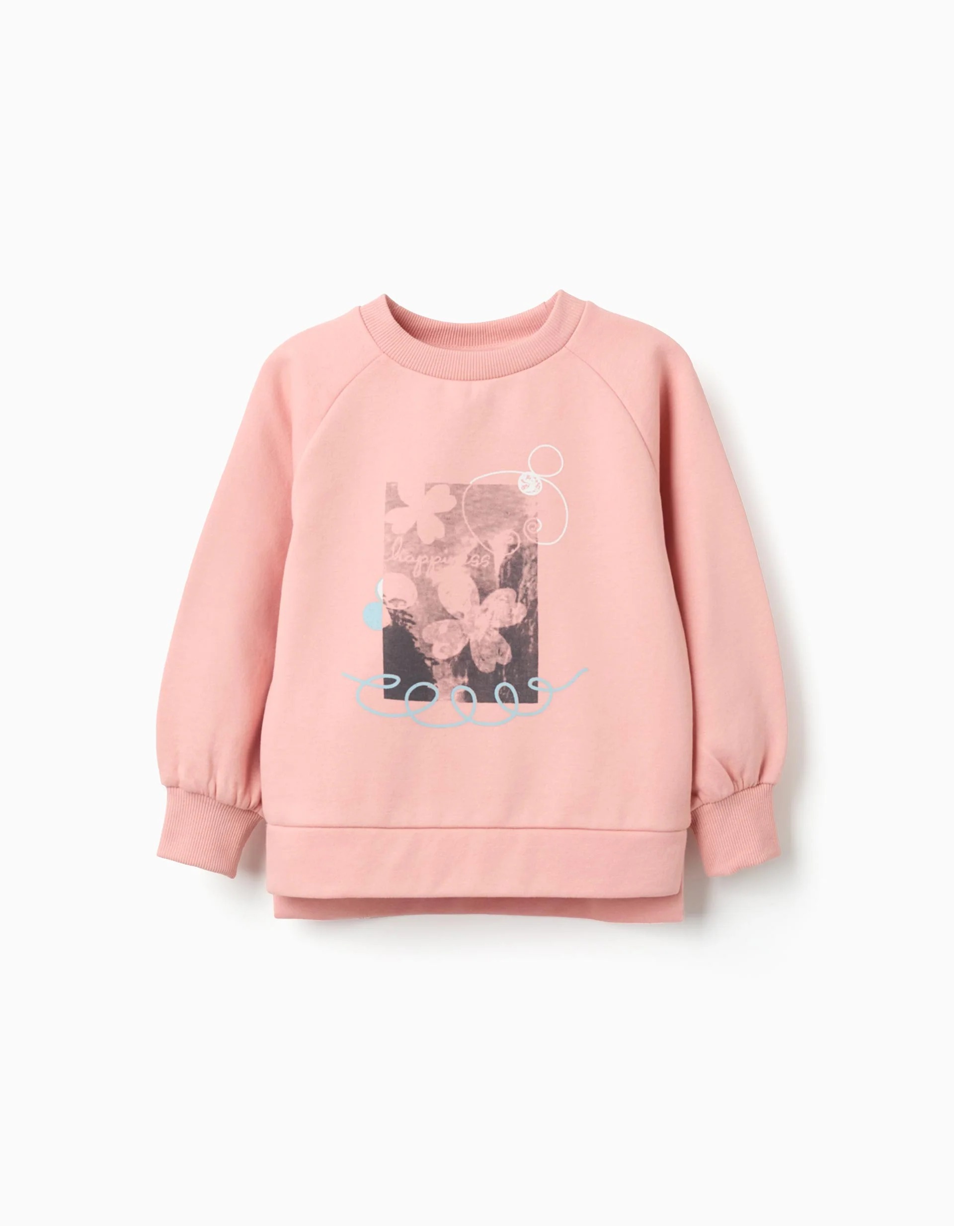 171220256942d694744cd.jpeg Sweat-shirt brossé avec imprimé sur le devant pour filles, orange saumon – Image 1