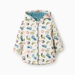 Parka en caoutchouc à capuche pour bébé garçon, beige