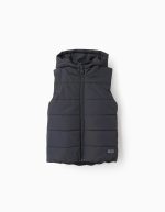 Gilet matelassé à capuche pour garçon, gris foncé