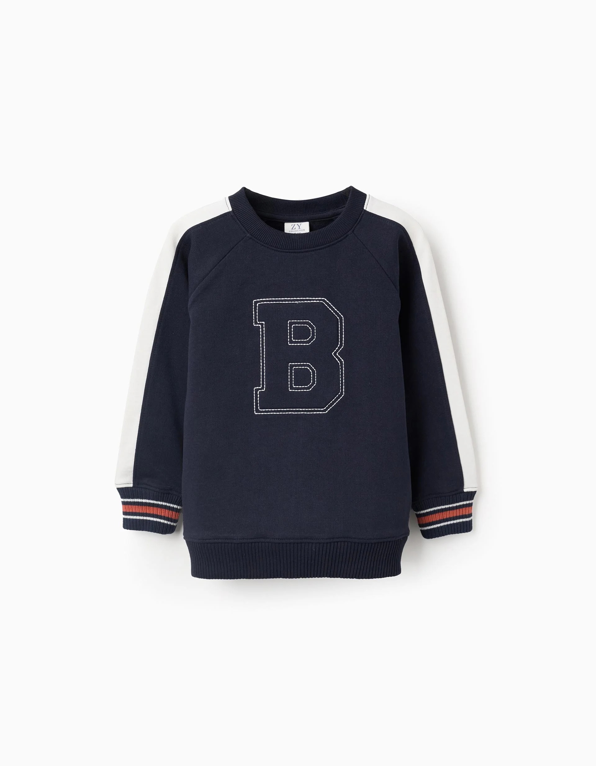 171220256942d728f1ef3.jpeg Sweat-shirt en coton brodé pour garçon, bleu foncé – Image 1