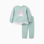 Ensemble de survêtement brossé pour bébé fille « Formes », vert clair