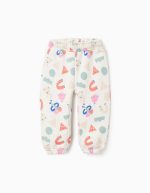Pantalon de jogging en maille brossée à motif « formes » pour bébé fille, blanc