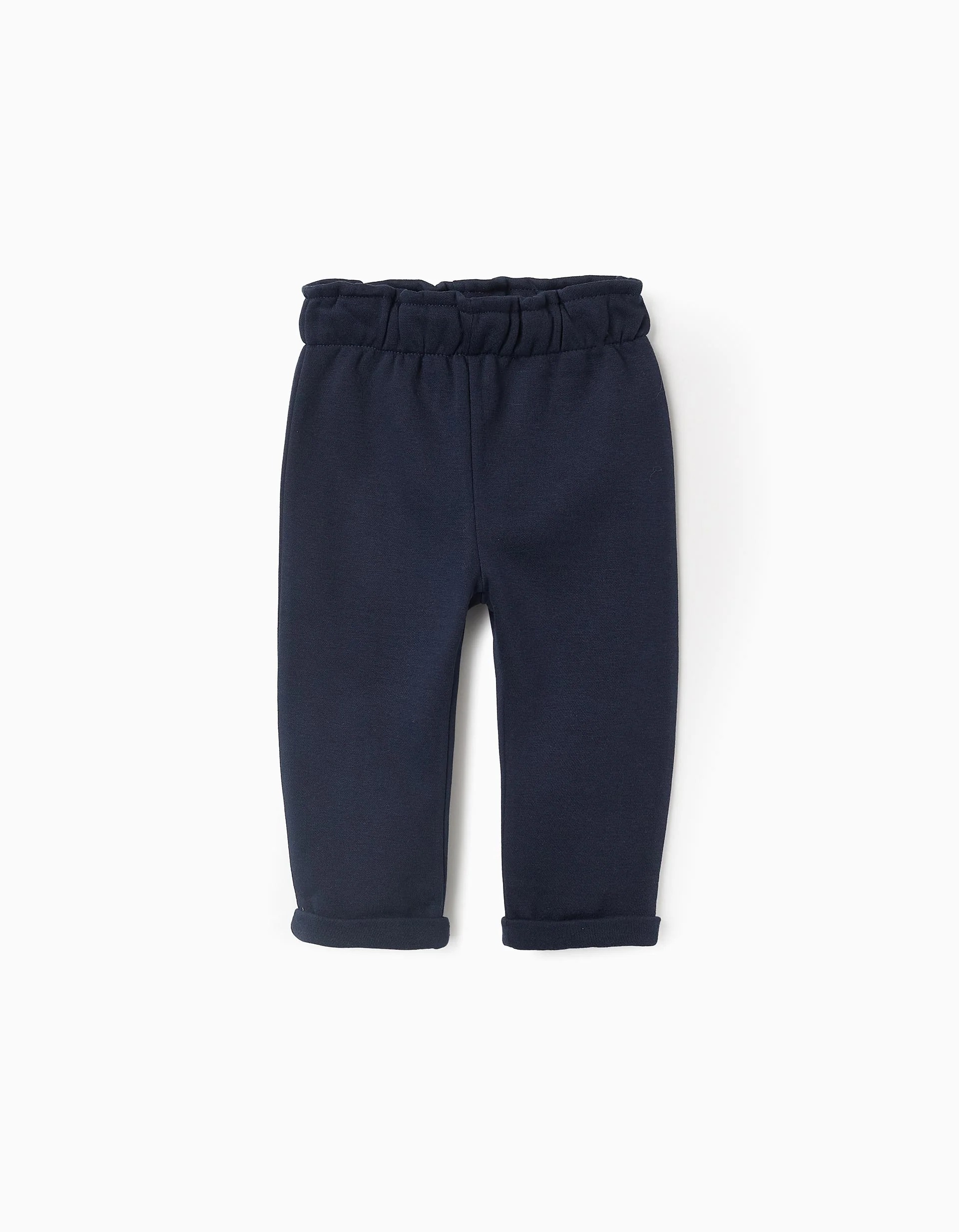 171220256942d784a166b.jpeg Pantalon brossé à taille haute pour bébé fille, bleu foncé – Image 1