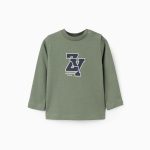 T-shirt à manches longues en coton « ZY » pour bébé garçon, vert