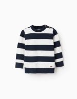 Pull rayé en maille fine pour bébé garçon, blanc/bleu foncé