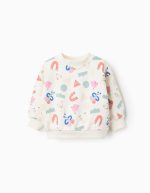 Sweat-shirt brossé à motif de formes pour bébé fille, blanc