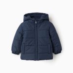 Doudoune à capuche et doublure polaire pour bébé garçon, bleue