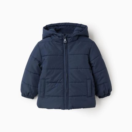 Doudoune à capuche et doublure polaire pour bébé garçon, bleue