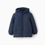 Doudoune à capuche doublée polaire pour garçon, bleu foncé