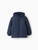 Doudoune à capuche doublée polaire pour garçon, bleu foncé