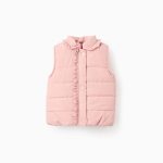 Gilet matelassé doublé polaire pour bébé fille, rose