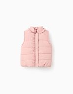 Gilet matelassé doublé polaire pour bébé fille, rose