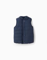 Gilet matelassé à volants et doublure polaire pour filles, bleu foncé