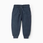 Pantalon de jogging à motif gaufré pour bébé garçon, bleu foncé