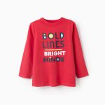 T-shirt à manches longues en coton pour garçon, modèle « Bold », rouge