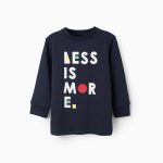 T-shirt à manches longues en coton pour garçon, motif à pois, bleu foncé