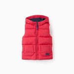 Gilet matelassé à capuche pour bébé garçon, rouge