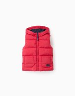 Gilet matelassé à capuche pour bébé garçon, rouge