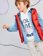 Gilet matelassé à capuche pour garçon, rouge – Image 5
